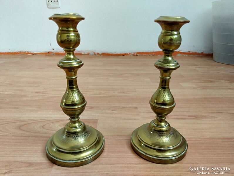 2 db antik réz gyertyatartó párban