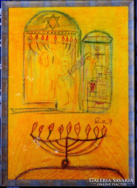 Rubint Ávrahám Péter 1958-  "Zsinagóga" Eredetiség igazolással SZÁMLÁVAL