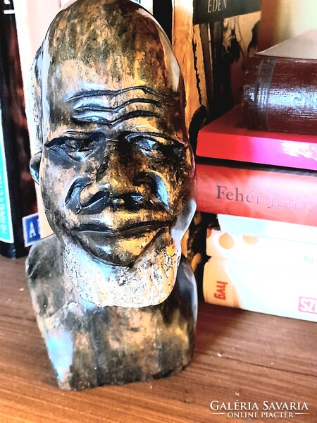RITKA:Kőszobor,büszt afrikai őslakos/ öreg sámán