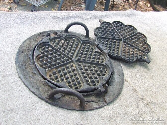 Antik konhai eszköz öntvény sütő gofri sütő