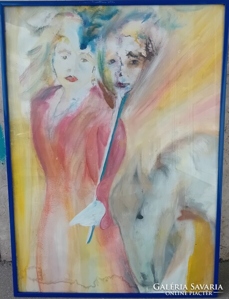 Olashatatlan jelzés : Nő maszkkal és lóval