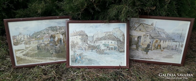 3 db. Zórád Ernő nyomat / Tabán.