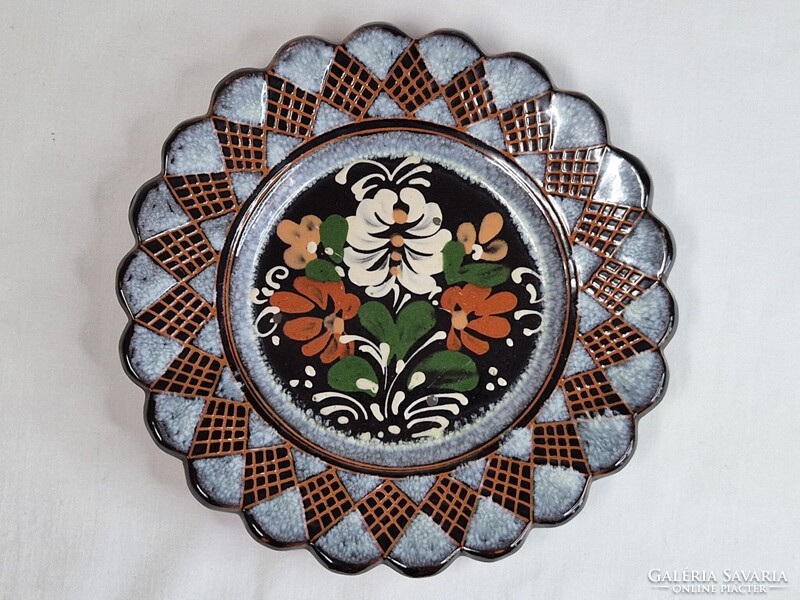 Régi Steinbach Mezőtúr jelzett mázas kerámia tányér vagy falidísz hibátlan állapotban 19 cm. átmérő