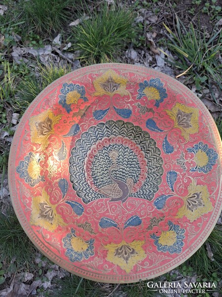 Pávamintás réz tál