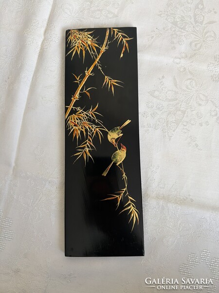 Gyönyörű dúsan aranyozott antik Kinai lakk fa kép.