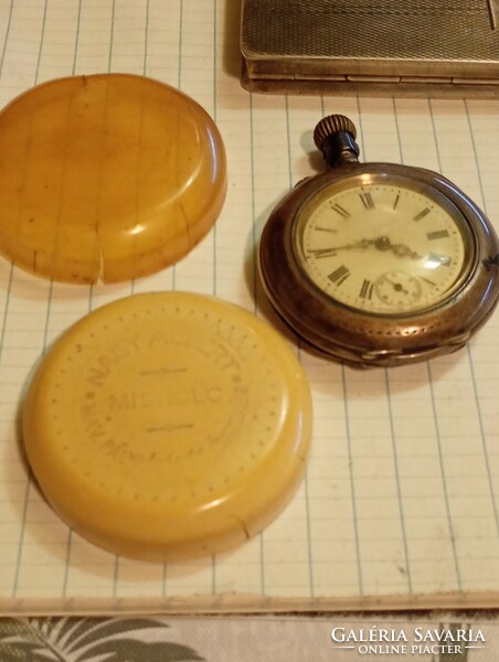 Nagy Albert Miskolc MÁV pályaórás zsebóra és eredeti tok