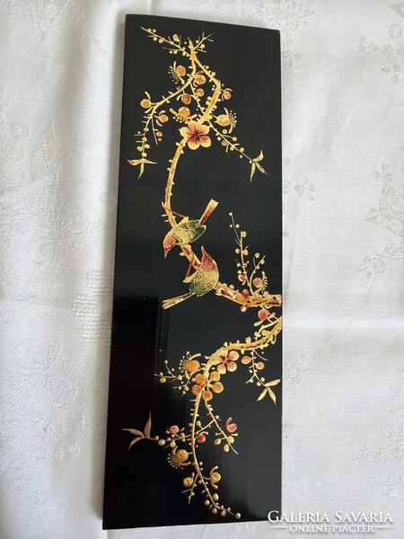 Gyönyörű dúsan aranyozott antik Kinai lakk fa kép.