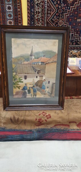 Szobotka szignóval ellátott akvarell. Nagyon szépen megfestett. 36x46 cm kerettel.