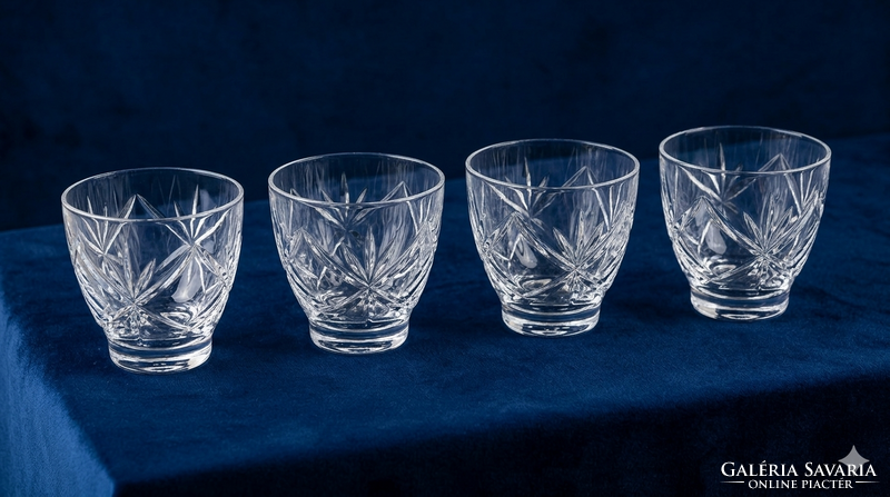 Ajka Kristály kézzel csiszolt ólomkristály vizespohár / whisky-s pohár készlet (4 db)