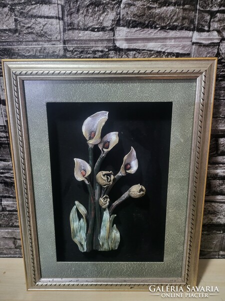 3D Térhatású Falikép – Elegáns Kála és Rózsa Kompozíció