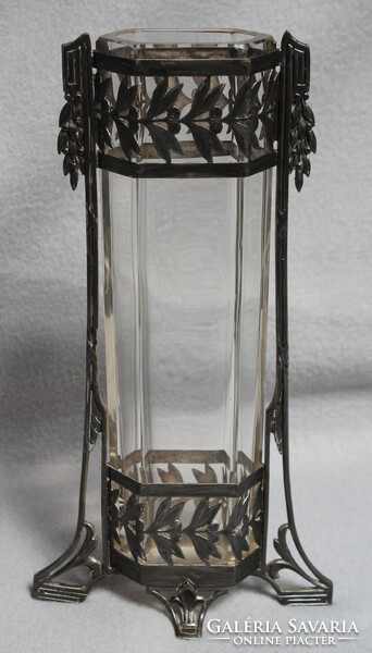 Szecessziós váza, eredeti üveggel