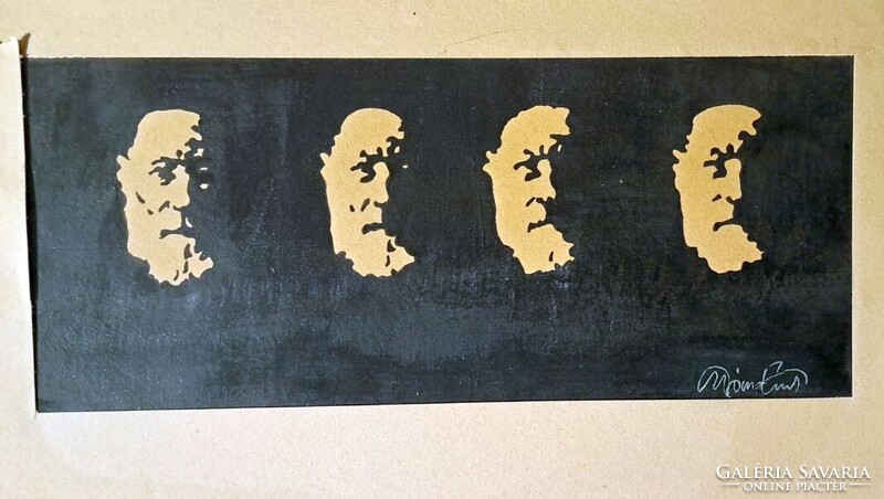 Gyémánt László modern portrékompozíció, szignált.