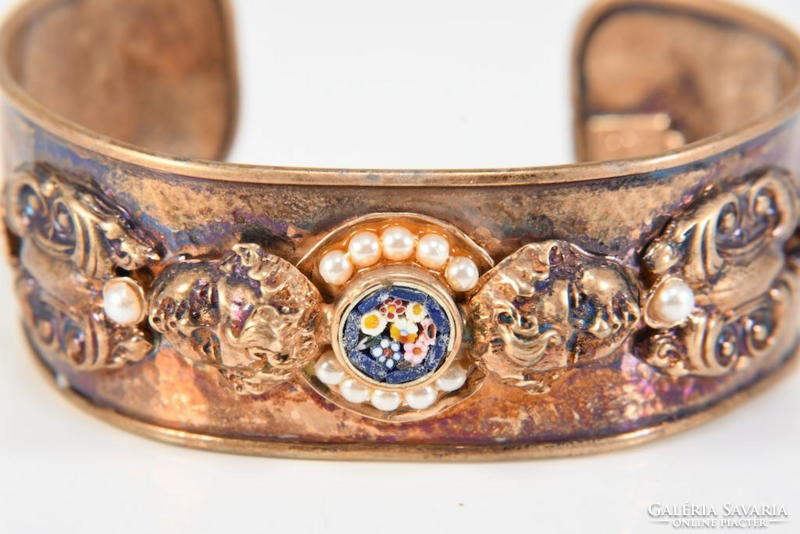 Ezüst  karperec Millefiori és putto