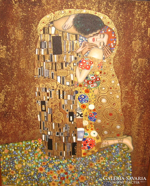 NAGYMÉRETŰ, CSODÁS PLASZTIKUS GUSTAV KLIMT KÉP : A CSÓK