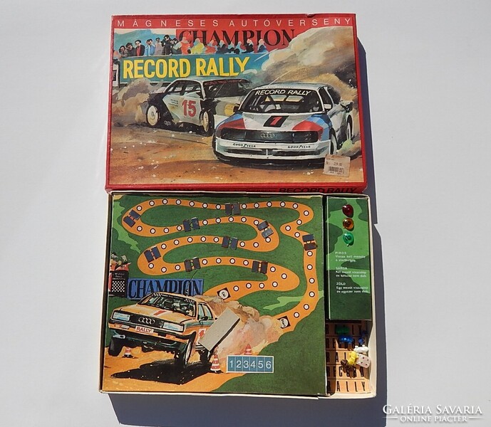 Retro,autós társasjáték.Record Rally.Mágneses autóvereny.Champion
