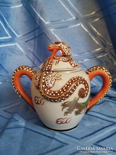 Keleti porcelán cukor tartó
