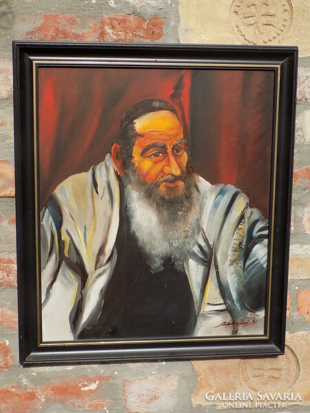 Szklenár András: Portré, 1991. Olaj-farost, eredeti állapotban. 55 x 50 cm.