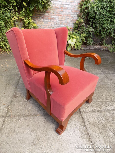 Art deco füles fotel, 1930-40-es évek.