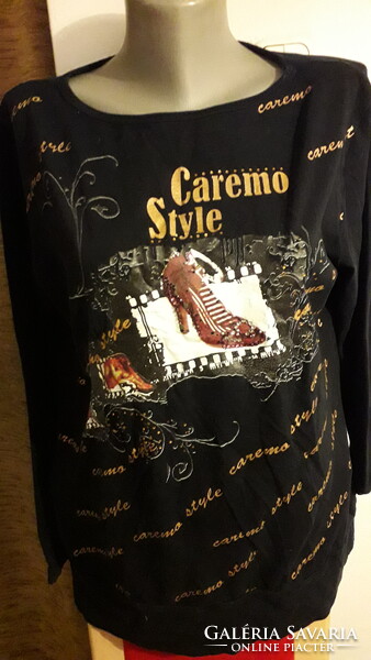Caremo fekete rugalmas hosszú ujjú pamut felső póló 46-48 új.