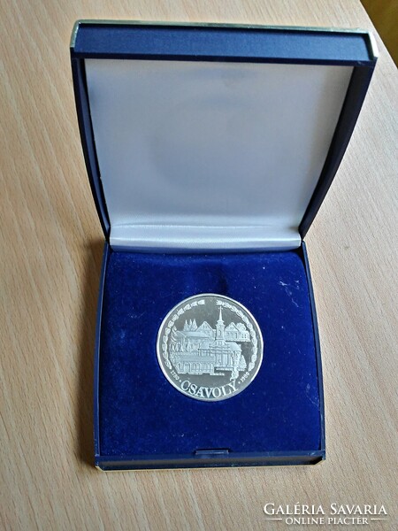 Csávoly ezüst emlékérem, dobozzal, 1980. 24,8 gramm.