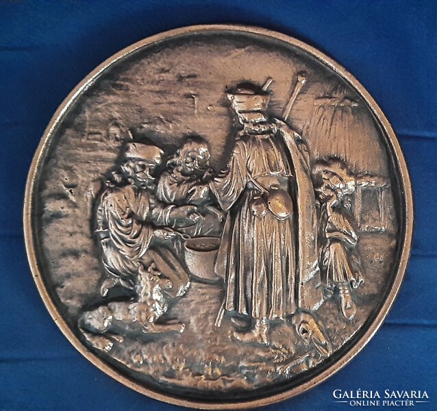 Bronz fali tányér  ( parasztjelenettel)