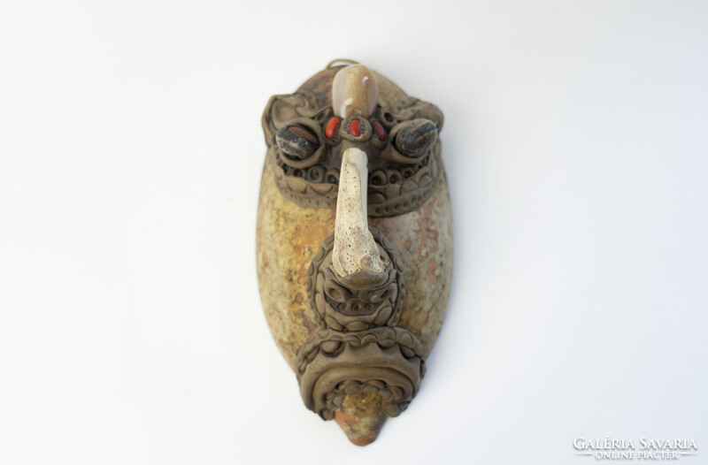 Mid Century Érdekes Afrikai Maszk / Retró / Régi / Onix Kő