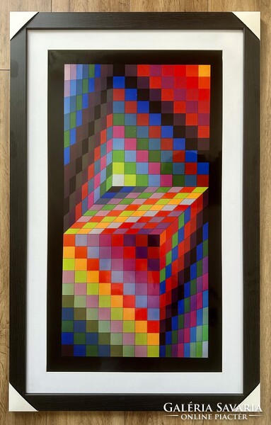 Victor Vasarely hatalmas fine art művésznyomat kerettel
