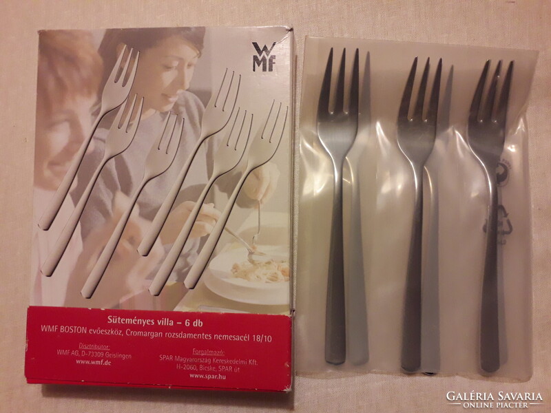 WMF Boston Cromargan nemesacél rozsdamentes evőeszköz 6 db süteményes villa Új.