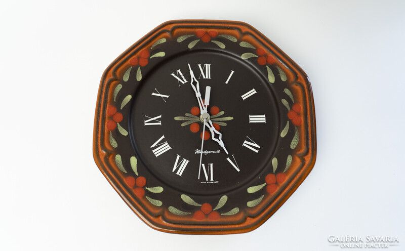 Mid Century Kézzel Festett Kerámia Fali Óra / Retró / Régi / Made in Germany / Új Szerkezettel