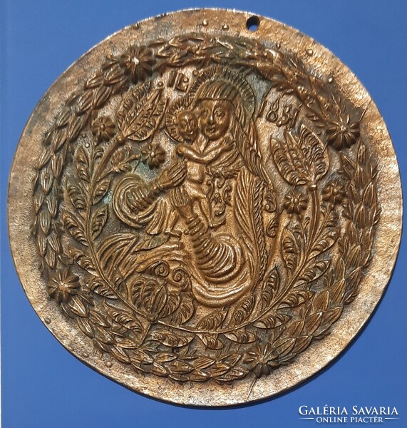 Réz plakett (Madonna, és gyermek)