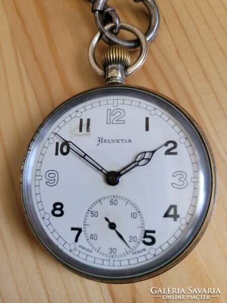 HELVETIA GS/TP 2. világháború brit katonai zsebóra lánccal jól működő
