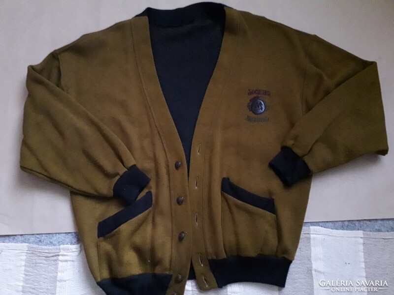 Mustard elegáns keki gombos zsebes férfi kardigán 50-52