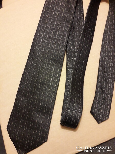 CRIÁTA sötétszürke apró mintás mosható nyakkendő új.