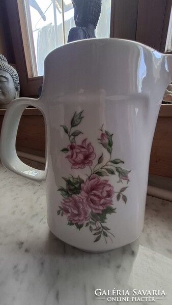 Dekoratív Alföldi Porcelán Kancsó / Kiöntő - Vintage Virágminta (Hibátlan, 18,5 cm)