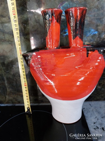 Retro narancs-fekete-fehér váza 1 FORINTRÓL!!!