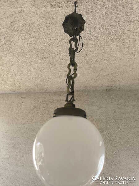 Art Deco opàl búràval Csillàr függő làncos làmpa  Bauhaus . làmpa  Bronz réz szerelék