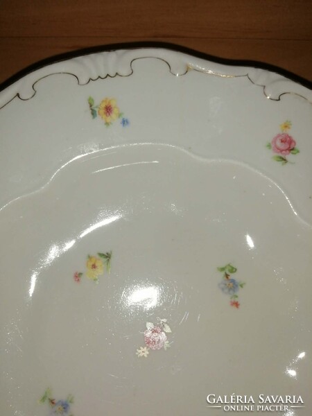 Zsolnay porcelán arany szegélyes, tollazott mélytányér - 6 db egyben - 24 cm (2p)