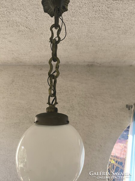 Art Deco opàl búràval Csillàr függő làncos làmpa  Bauhaus . làmpa  Bronz réz szerelék