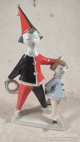 Hollóházi art deco bohóc pár 888