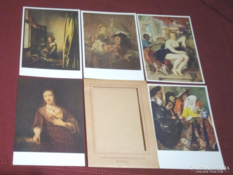 Dresden Staatliche Kunstsammlungen Museum set of 5 brand New never used post cards from 1965 in orii