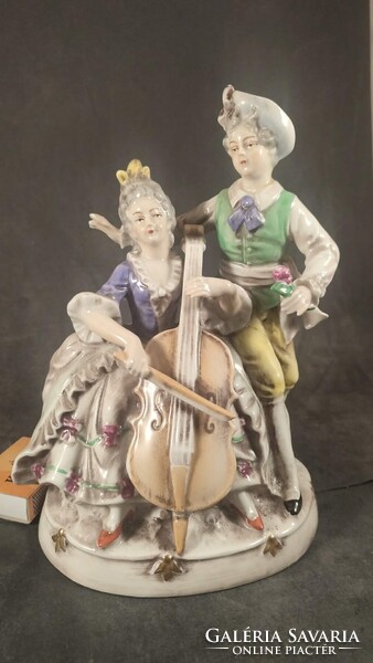 Német barokk porcelán zenész pár 912