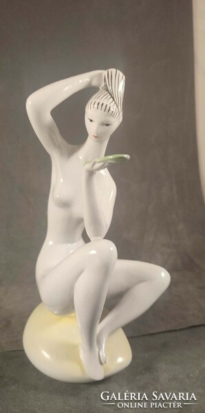 Zsolnay Török János art deco tükrös lány 915