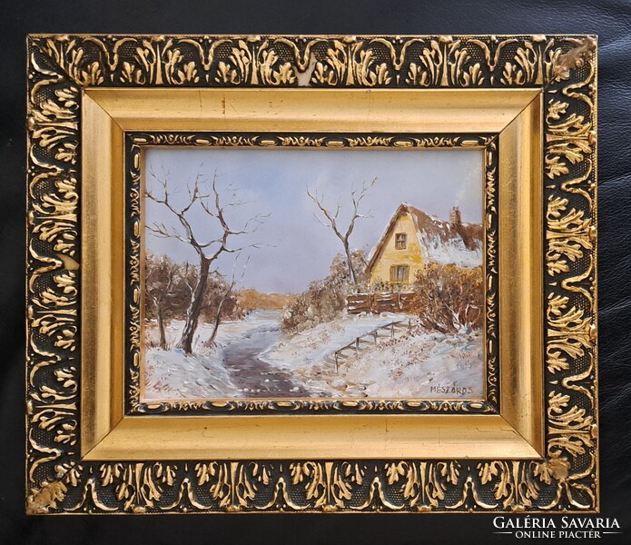 Mészáros Erzsébet  olaj festmény dekoratív fakeretében