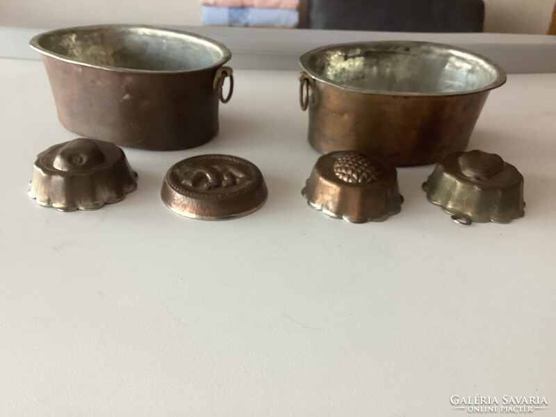 Antik réz konyhai formák: 19. századi