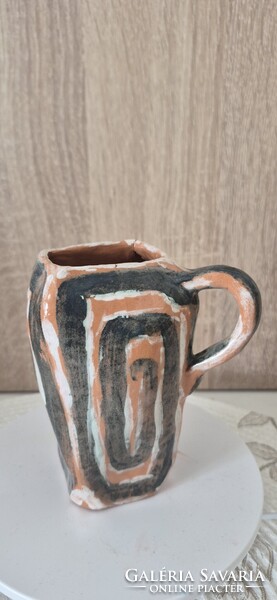Egyedi, kézzel készült kerámia bögre / kis kancsó – 12 cm