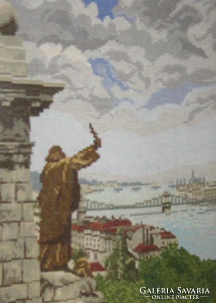 SZENT GELLÉRT SZOBOR BUDAPESTI PANORÁMÁVAL CSODÁS GOBELIN KÉP
