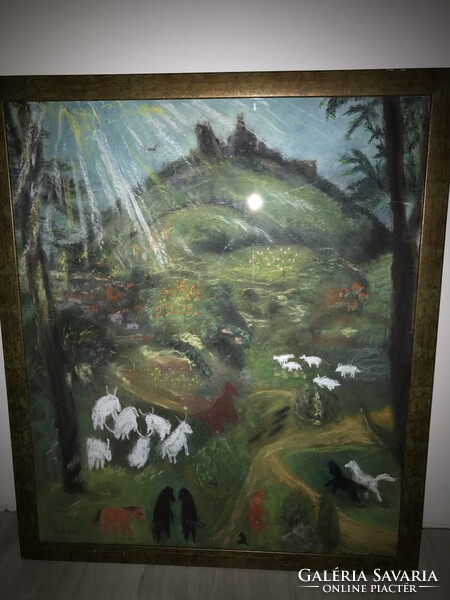 Szigligeti - öböl,”Pekáry”jelzéssel,hatalmas méretű festmény, hagyatékból.