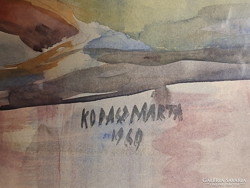 Kopasz Márta 1969 : Tulipánok bokályban akvarell 66 x 48 cm