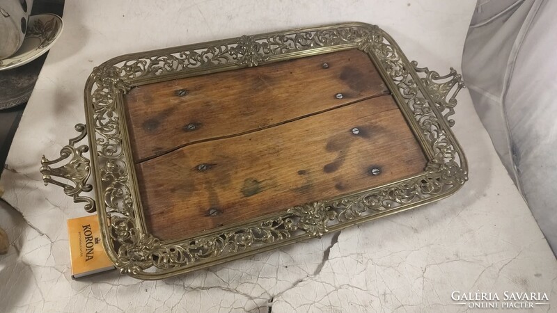 Antik barokk áttört bronz füles kínáló 988