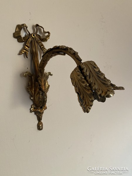 Art Nouveau, fire-gilded copper wall arm.
